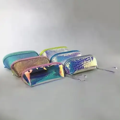 Hot Sale PVC Mini Cosmetic Bag Iridescent Hand-held Toiletry Pouch Women's Best Make Up Bag